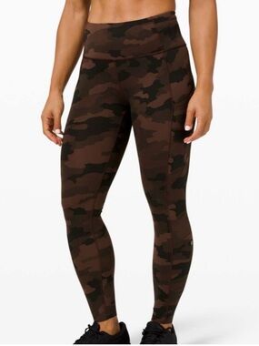 lululemon athletica Brown Camo Fast and Free Leggings